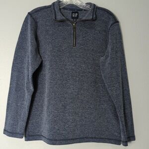 Gap Men's 1/4 Zip Size Medium Mock Neck Long Sleeve Heather Blue‎ 220